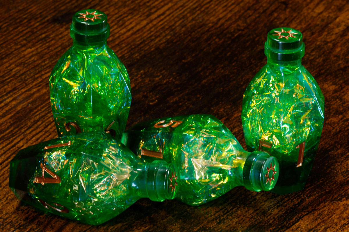 Verdant Tonic D6 Potion Dice – Green Sharp Edge with Holographic Foil - The Wizard's Vault