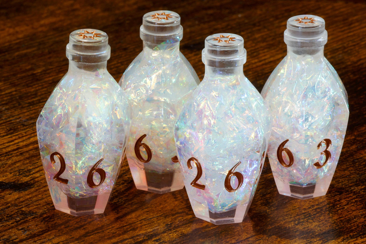 Divine Essence D6 Potion Dice – Clear Sharp Edge with Holographic Foil - The Wizard's Vault