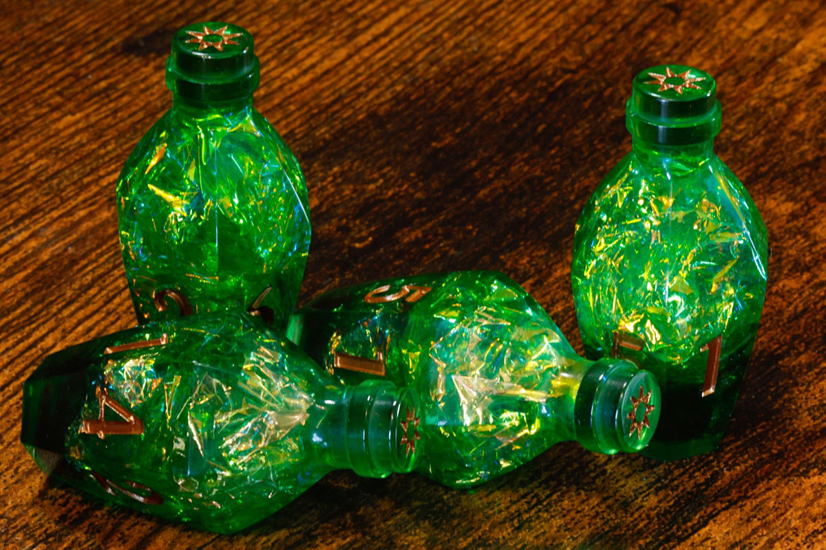 Verdant Tonic D6 Potion Dice – Green Sharp Edge with Holographic Foil - The Wizard's Vault