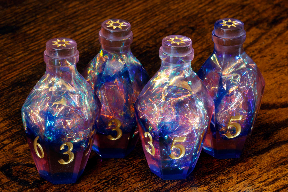 Dreamborn Phial D6 Potion Dice – Sharp Edge Resin with Holographic Foil - The Wizard's Vault