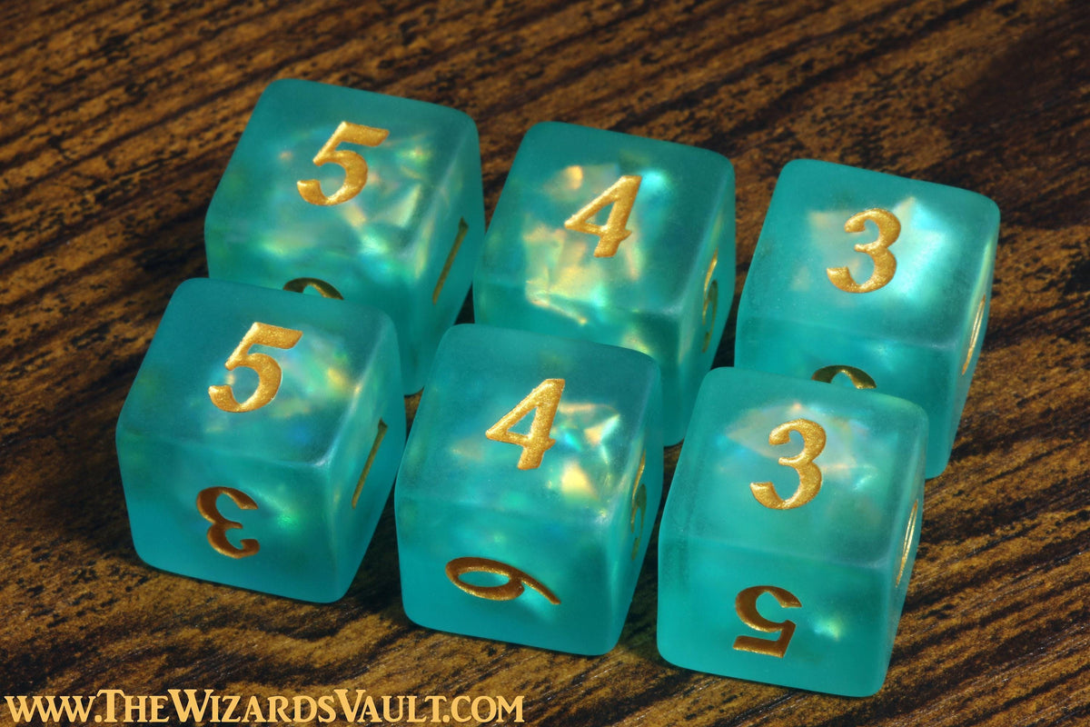 Tidebound Opal D6 dice