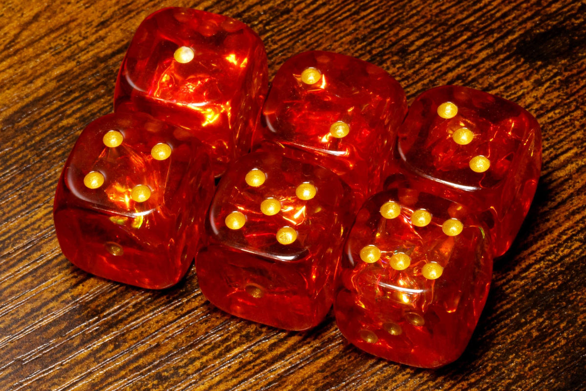 Fire Opals Six-Sided PIP Dice – Holographic Inclusions - The Wizard's Vault