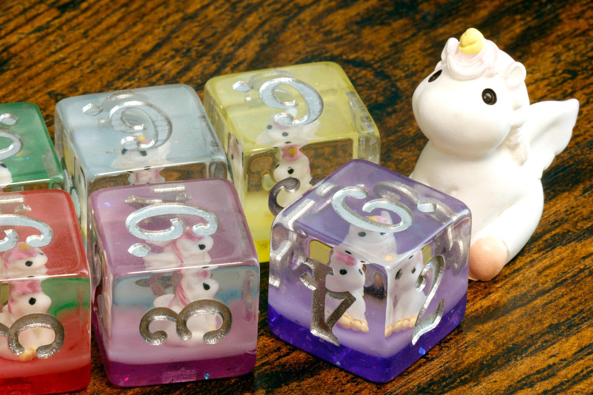 Rainbow Unicorn D6 Dice Set – Multicolor - The Wizard's Vault