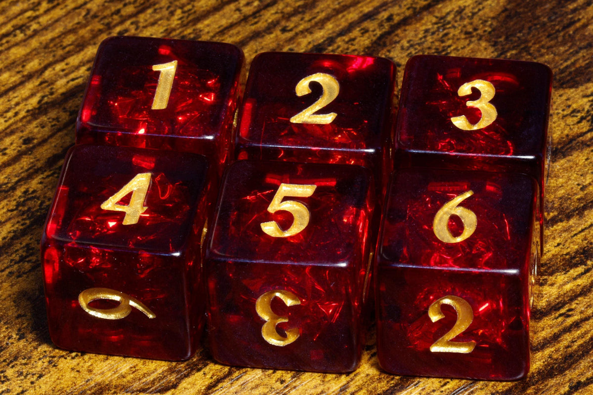 Cherry Opal D6 dice