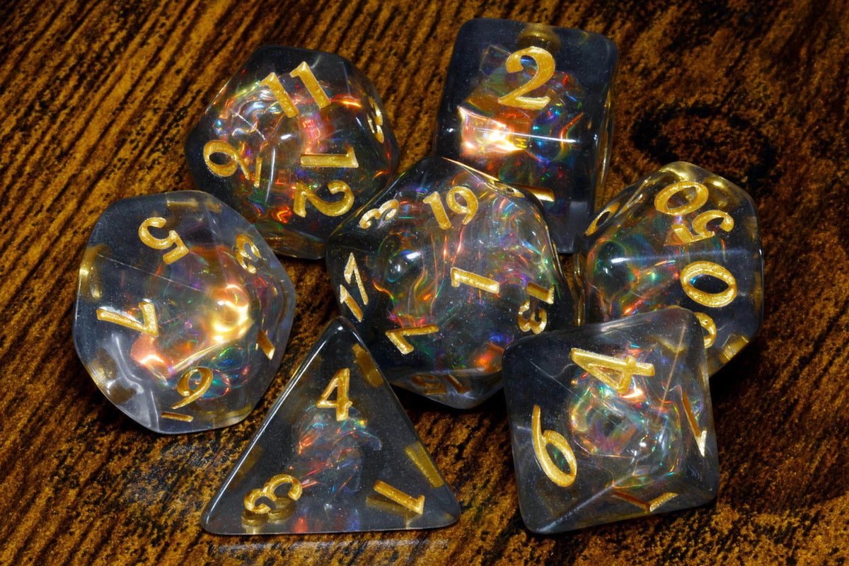 Shadow Opal 7-Piece Dice Set – Holographic Shimmer - The Wizard's Vault