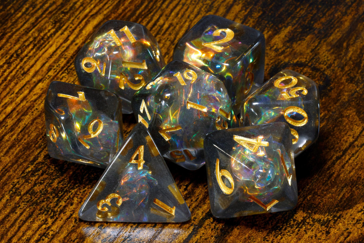 Shadow Opal 7-Piece Dice Set – Holographic Shimmer - The Wizard's Vault