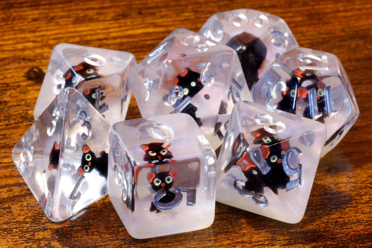 Black Cat Dice Set white layer
