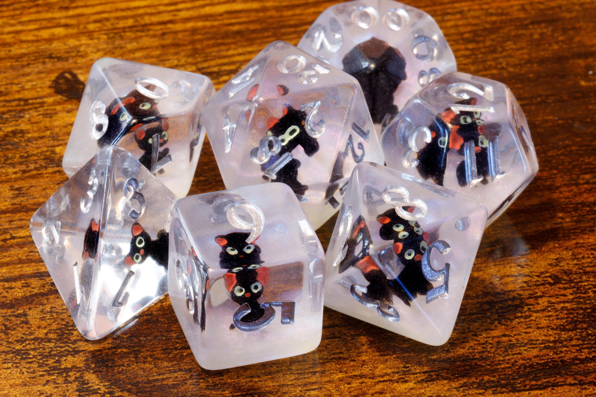 Black Cat Dice Set white layer