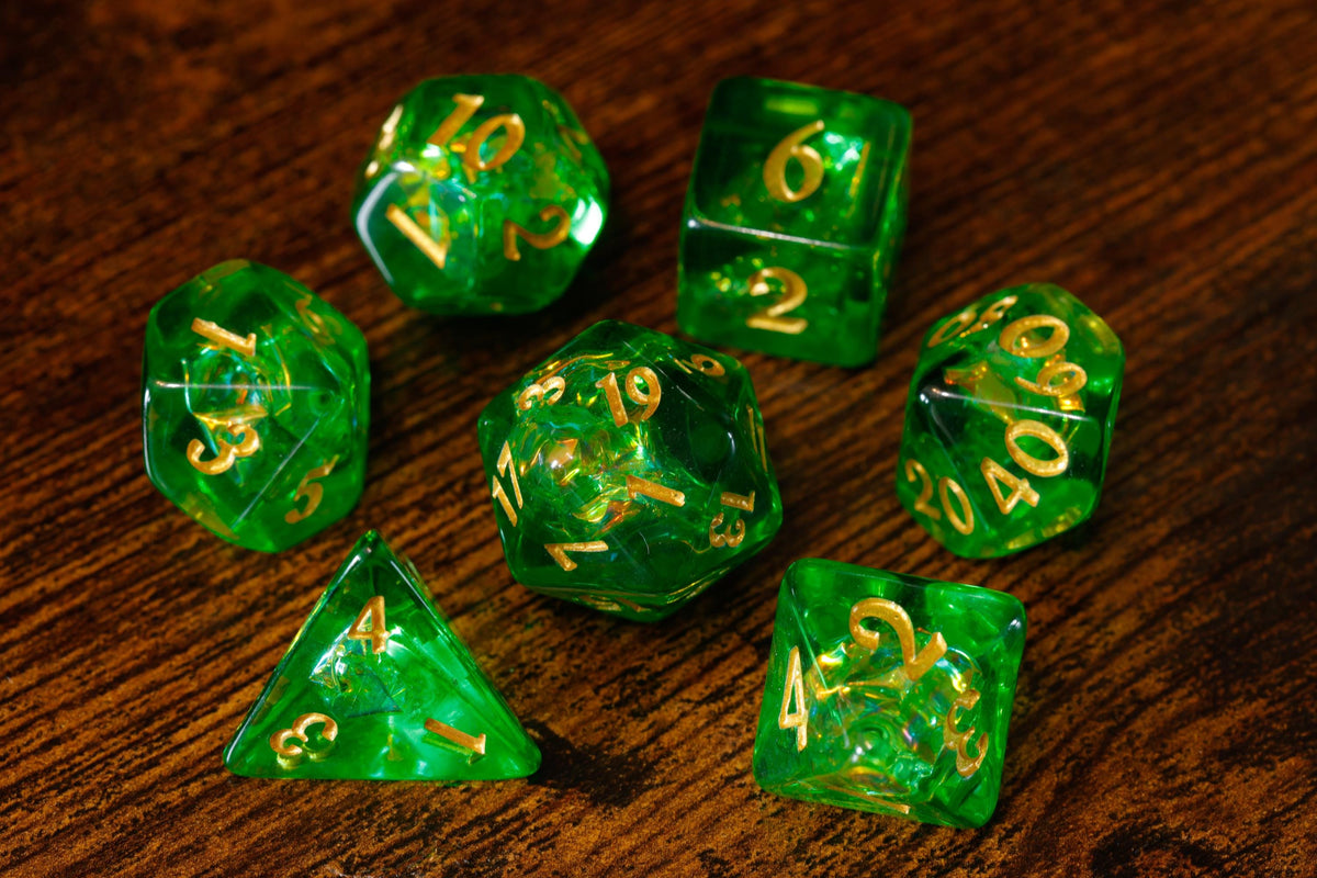 Canopy Opal 7-Piece Dice Set – Green with Holographic Foil – photo 3