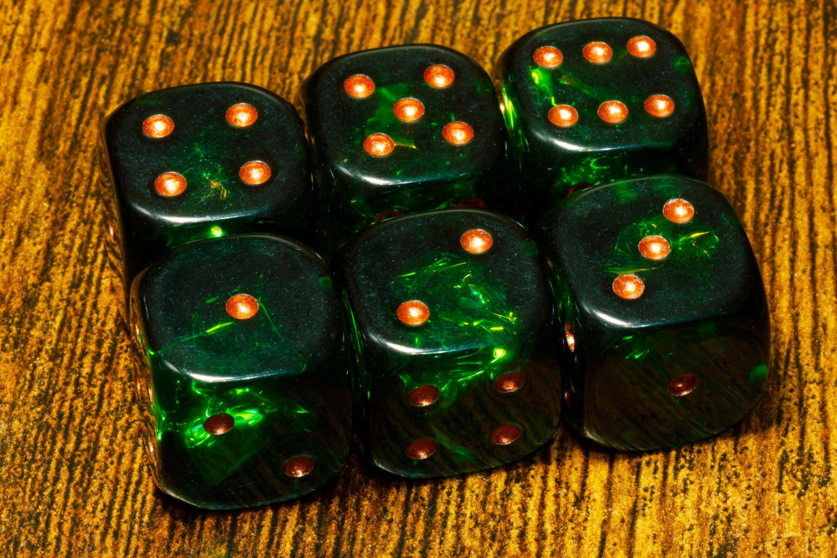 Verdant Opal pip D6 dice