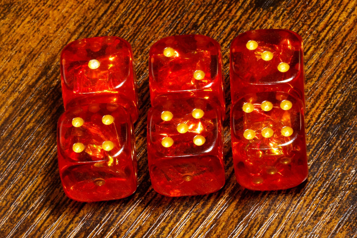 Fire Opals Six-Sided PIP Dice – Holographic Inclusions - The Wizard's Vault