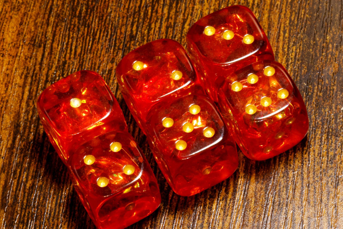 Fire Opals Six-Sided PIP Dice – Holographic Inclusions - The Wizard's Vault