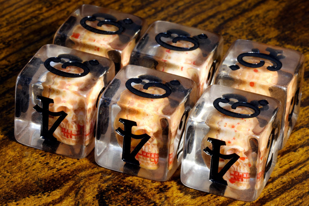 Skull D6 Dice – Skull Inclusions - The Wizard's Vault
