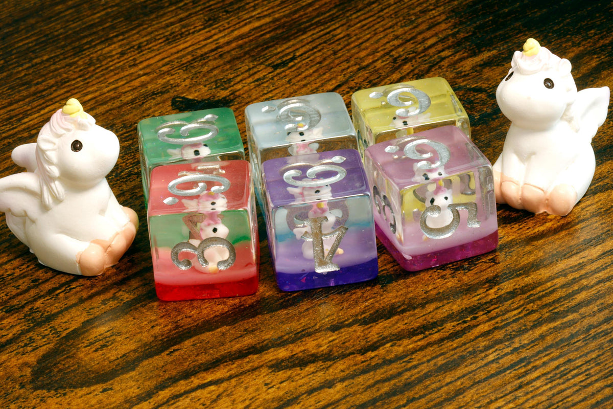 Rainbow Unicorn D6 Dice Set – Multicolor - The Wizard's Vault