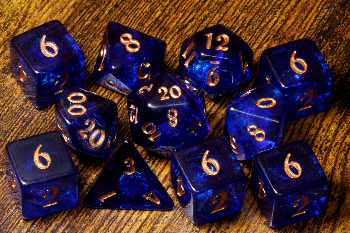 Cobalt Opal Dice Set – Dark Blue Holographic Inclusions & Glitter - The Wizard's Vault