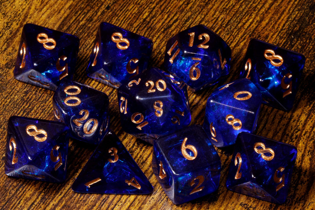 Cobalt Opal Dice Set – Dark Blue Holographic Inclusions & Glitter - The Wizard's Vault