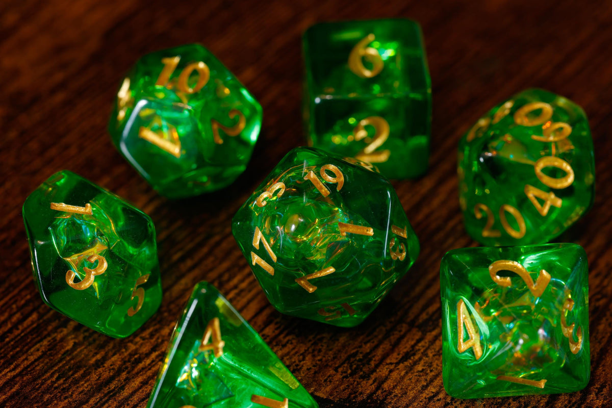 Canopy Opal 7-Piece Dice Set – Green with Holographic Foil – photo 2
