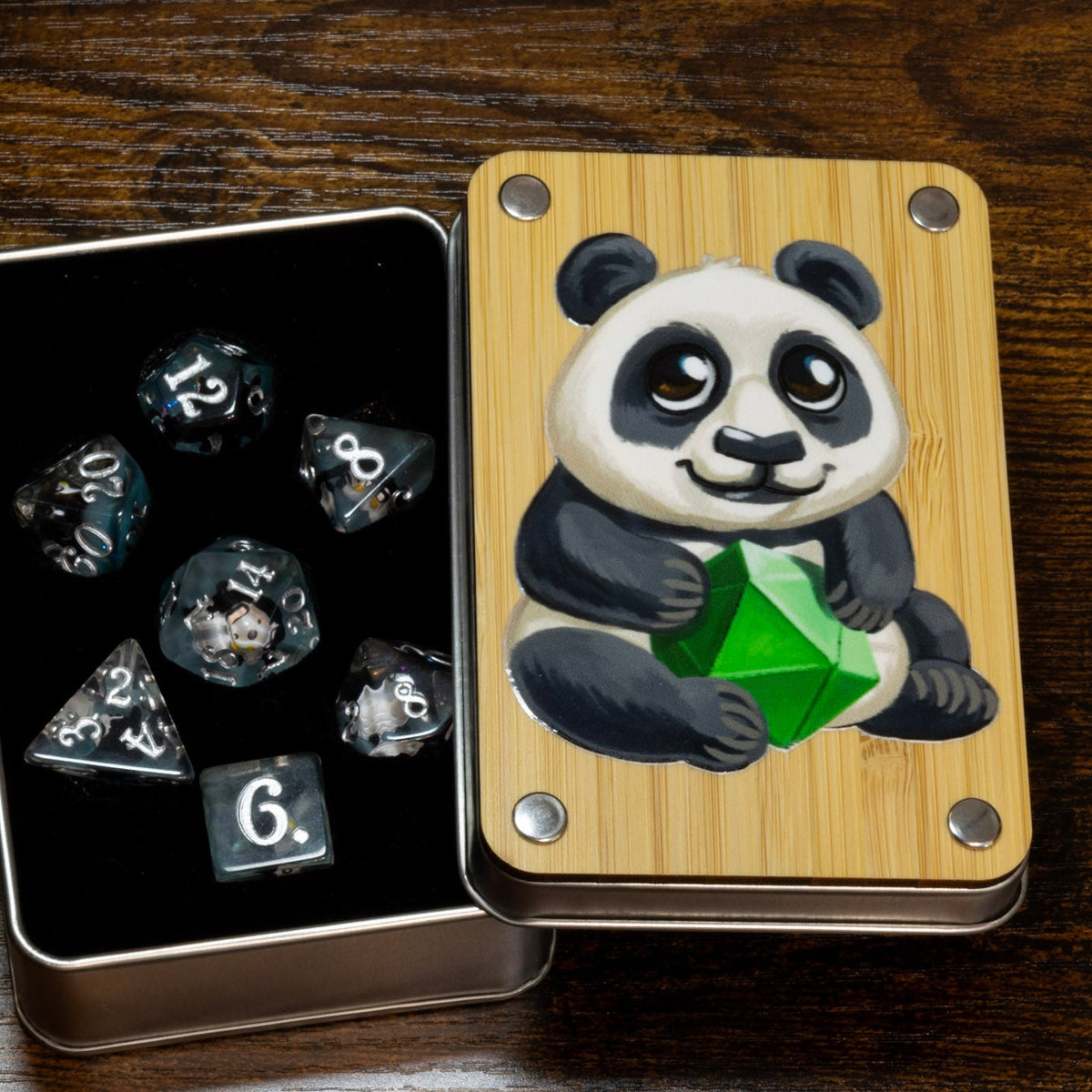 Panda dice box with panda dice set - The Wizard's Vault