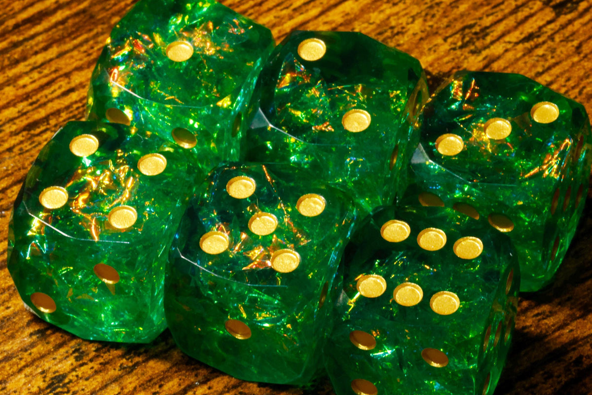 Sacred Emerald sharp-edge PIP D6 dice