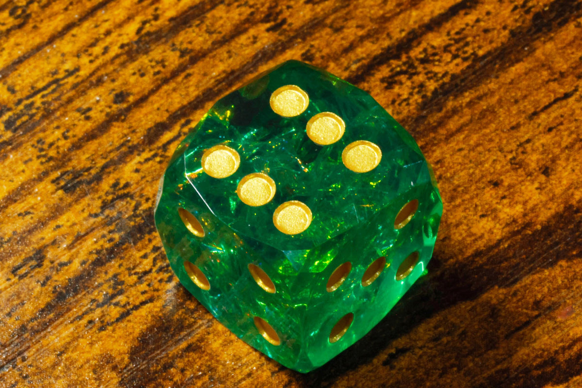 Sacred Emerald multifaceted PIP D6 dice