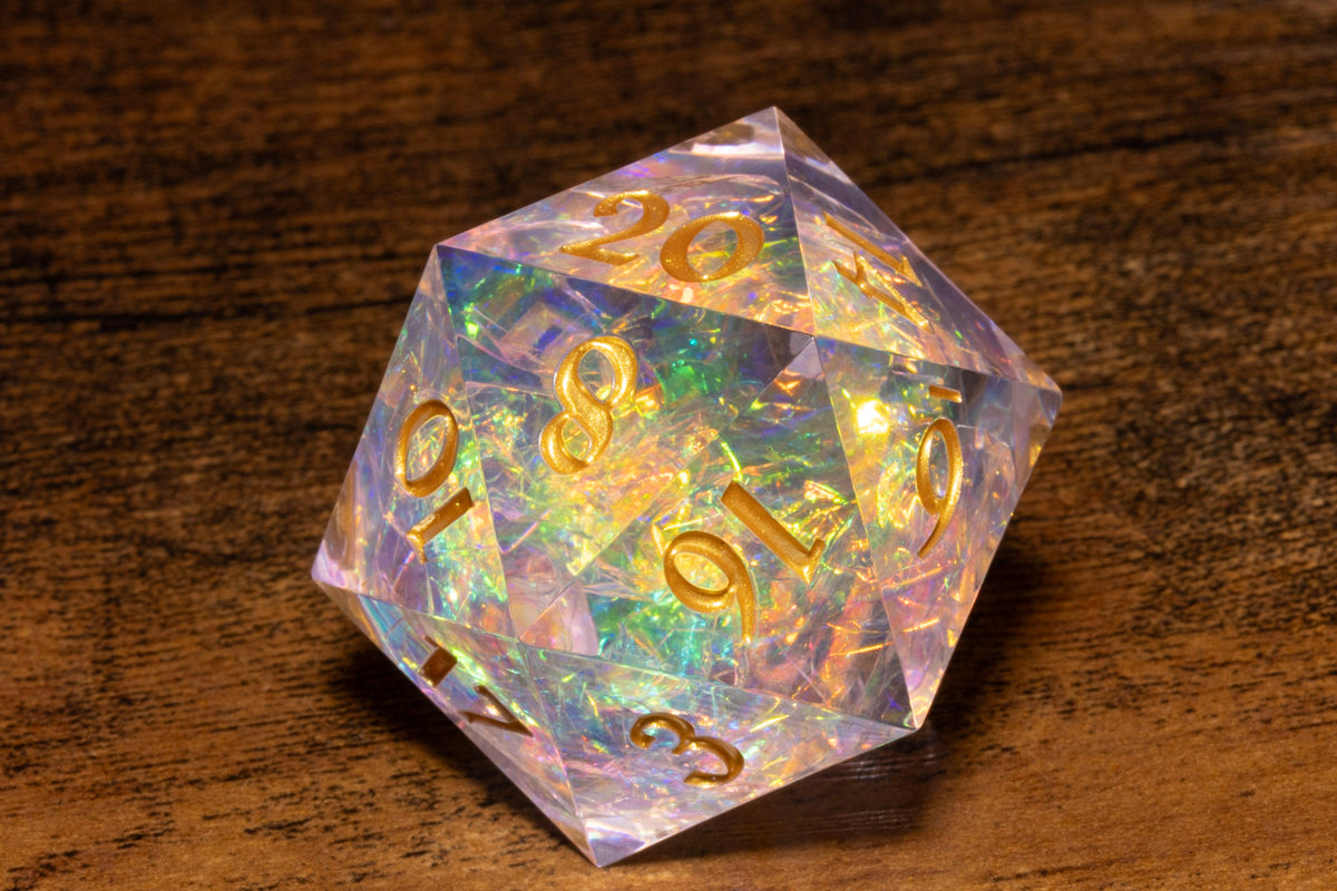 Sacred Opal Oversized D20 – Extra Large D20 – Sharp Edge Resin Dice – photo 1