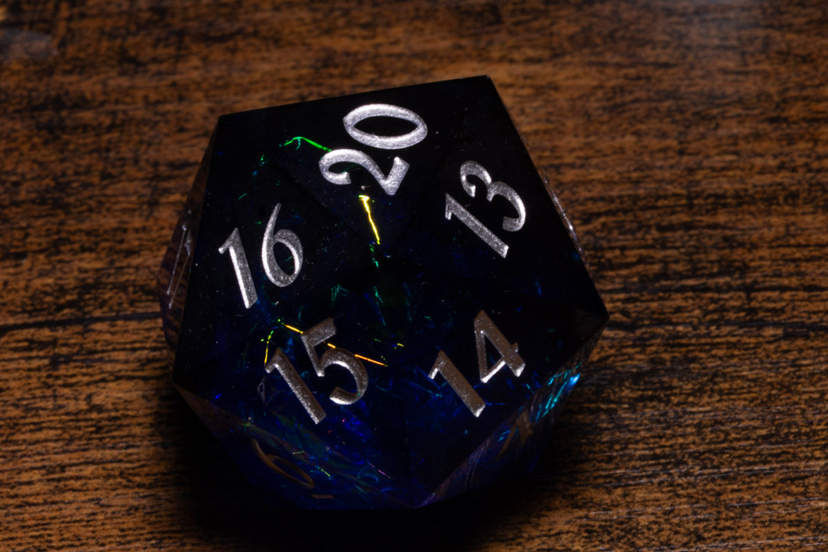 Sacred Sapphire Countdown D20 Life Counter – Midnight Blue with Silver Numbers – photo 2