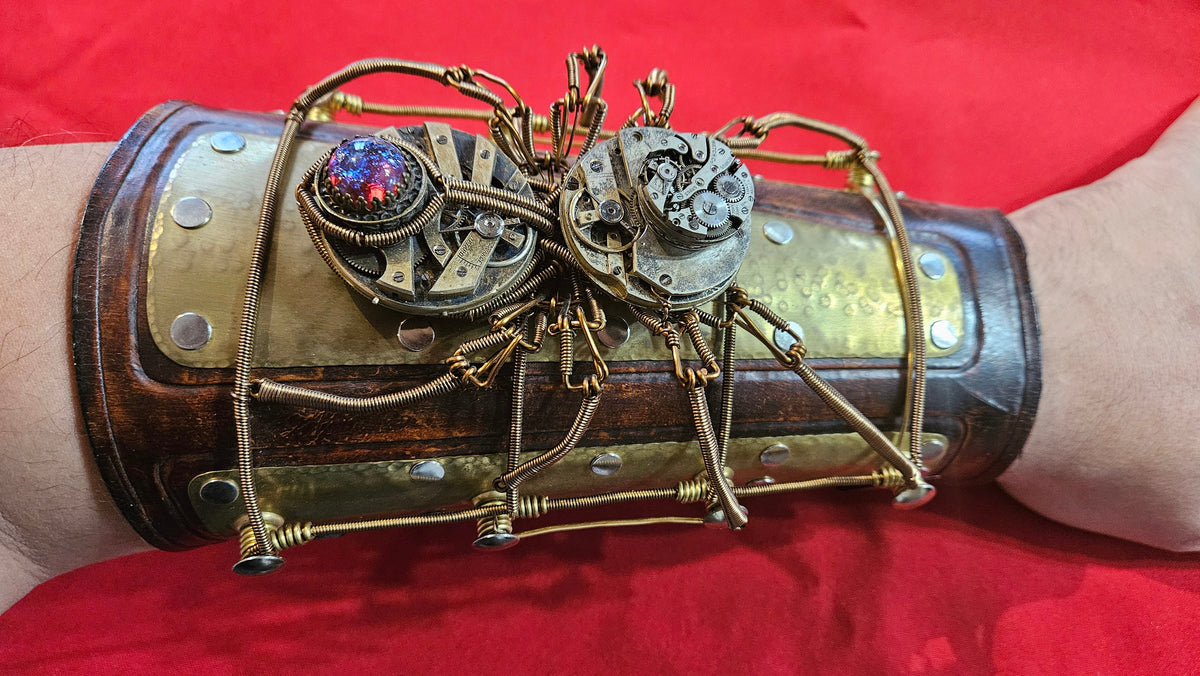 Ethereal Mechanist's Bracer - Handcrafted Steampunk Spider Bracer by Daniel Proulx - One of a Kind Artisan Design - The Wizard's Vault